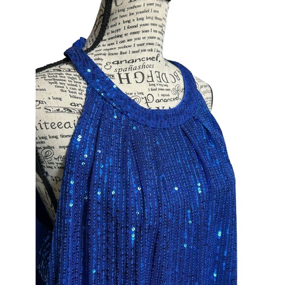 Grace Karen Blue SEQUIN Halter Top Plus 2X Whimsigoth Garden Fairy Holiday - Picture 2 of 8